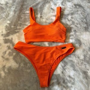 Bright orange bikini